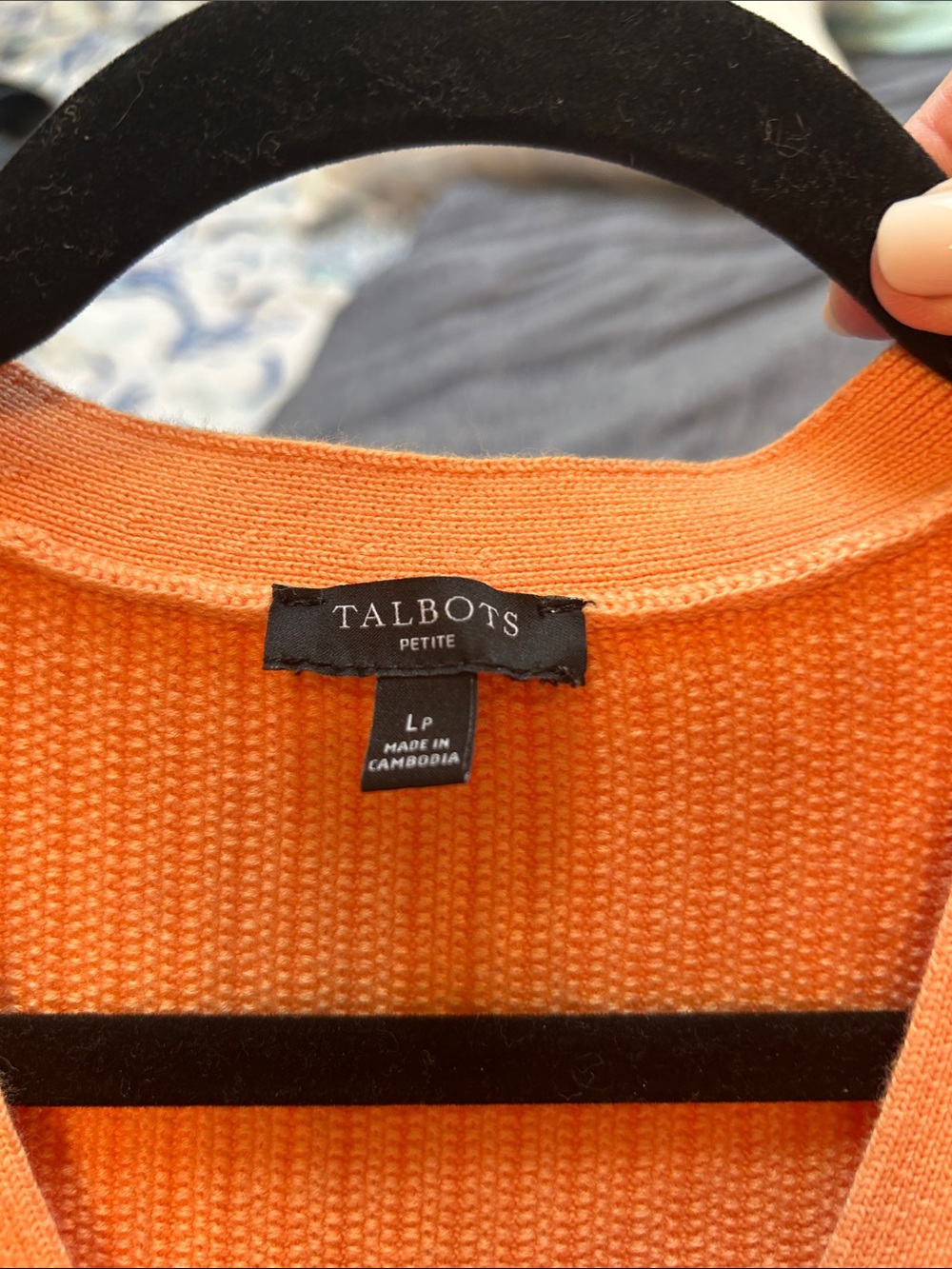 Talbots Peach Button-Front Ribbed V-Neck Cardigan - Picture 3 of 3